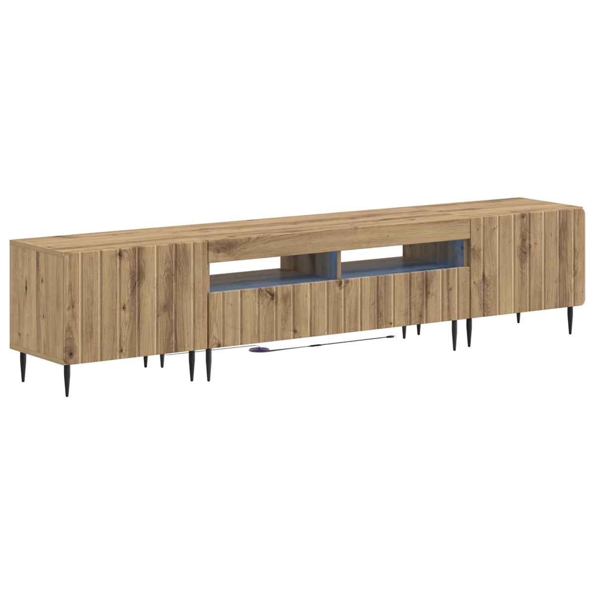 5-delige LED TV-kast Artisanaal eiken Bewerkt hout is nu te koop bij PeponiXL, paradijselijk wonen!