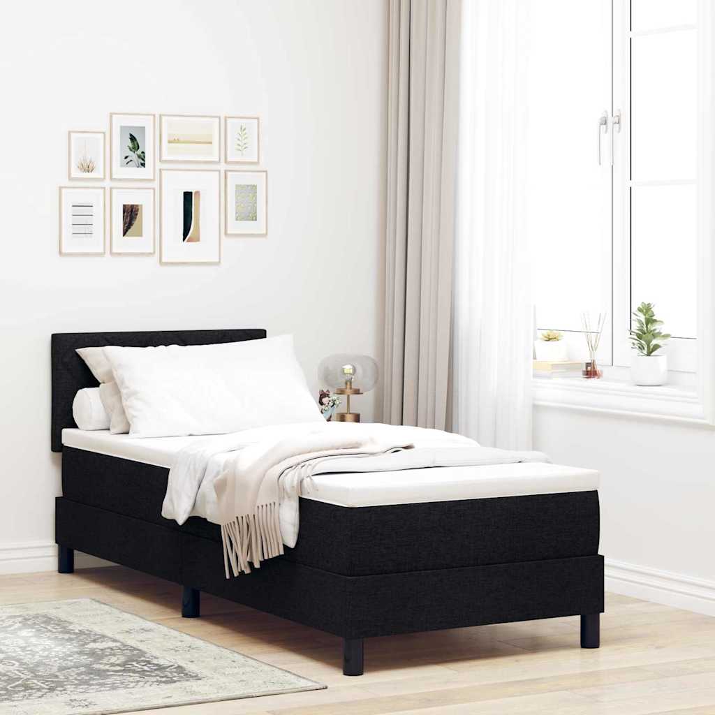 Boxspringbed met hoofdeinde Zwart 80 x 200 cm Stof is nu te koop bij PeponiXL, paradijselijk wonen!