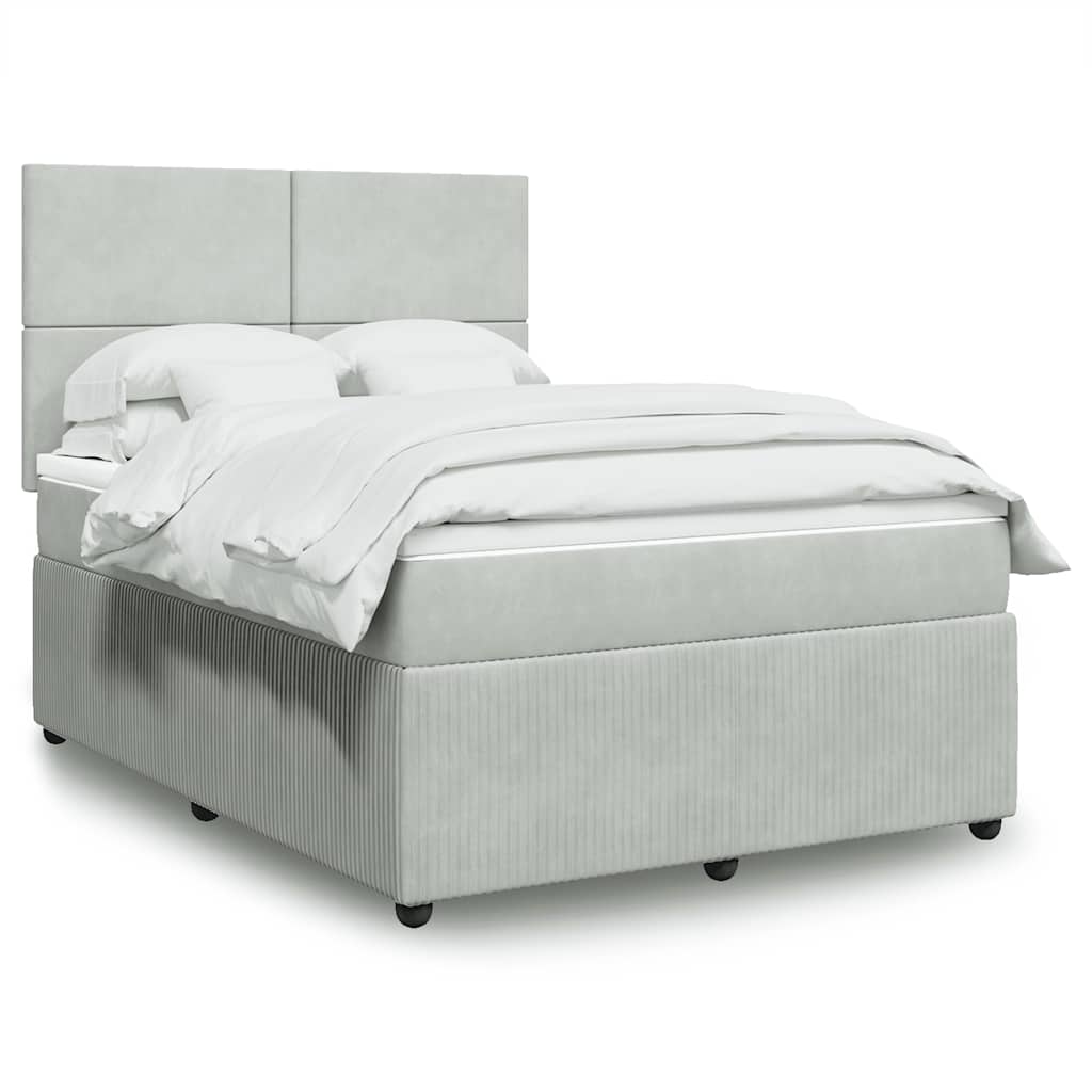 Boxspring met matras fluweel lichtgrijs 140x200 cm is nu te koop bij PeponiXL, paradijselijk wonen!