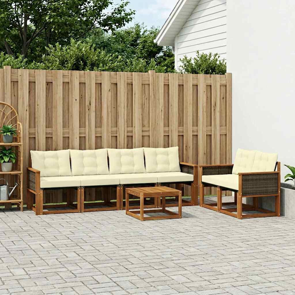 Buiten bankenset met kussen 7 pcs Natuurlijk en Crème is nu te koop bij PeponiXL, paradijselijk wonen!