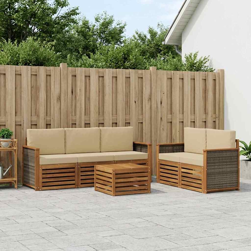 Sofa-Sets met kussen 6 pcs Massief Acaciahout is nu te koop bij PeponiXL, paradijselijk wonen!