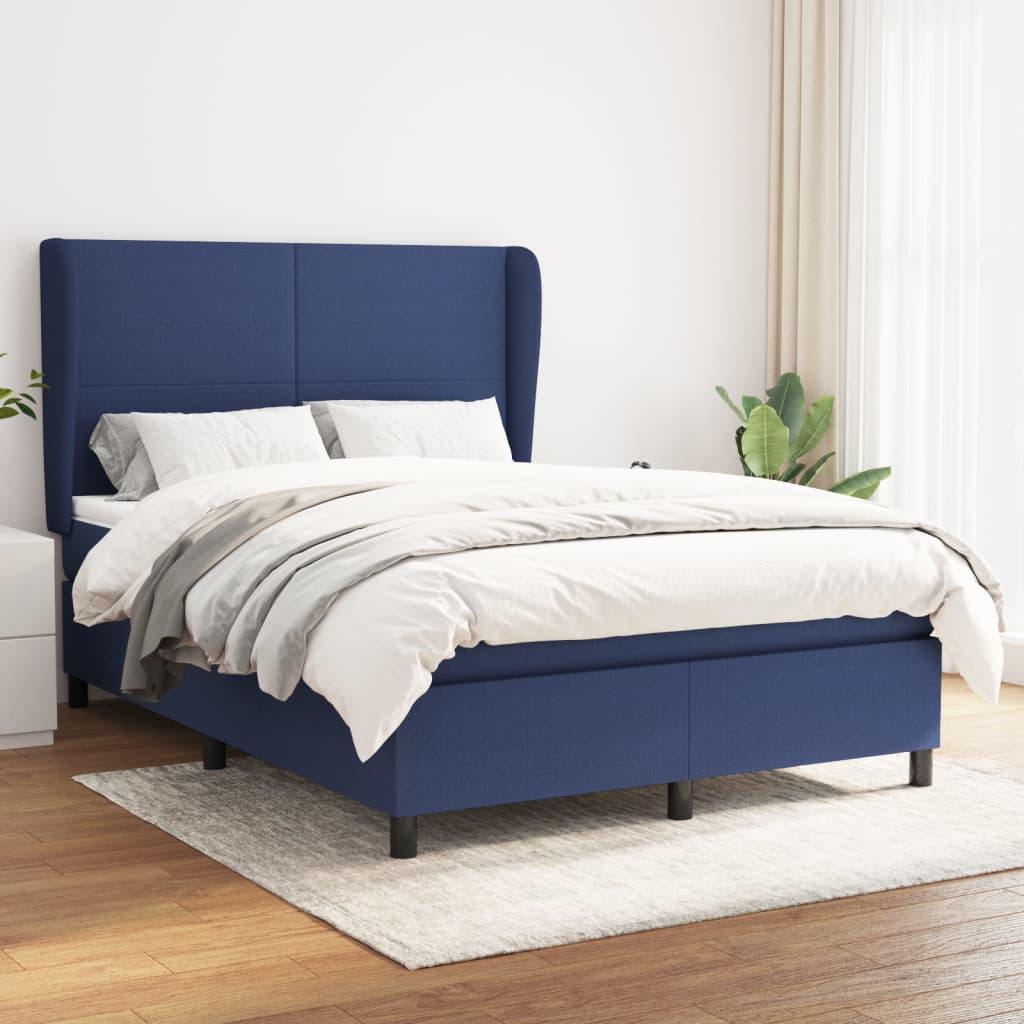 Boxspring met matras stof blauw 140x190 cm is nu te koop bij PeponiXL, paradijselijk wonen!