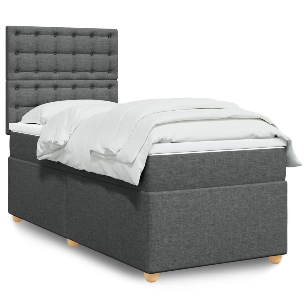 Boxspring met matras stof donkergrijs 90x190 cm is nu te koop bij PeponiXL, paradijselijk wonen!