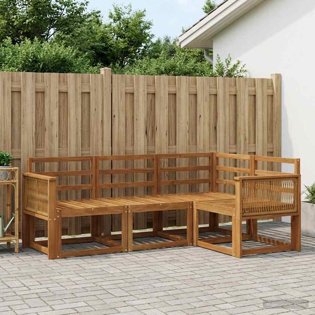 Buiten bankenset 4 pcs Naturel Massief Acaciahout is nu te koop bij PeponiXL, paradijselijk wonen!