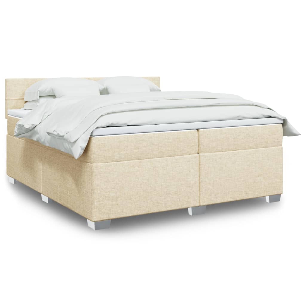 Boxspring met matras stof crèmekleurig 200x200 cm is nu te koop bij PeponiXL, paradijselijk wonen!
