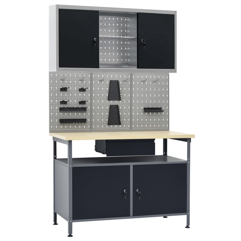 Werkbank met drie wandpanelen en een kast is nu te koop bij PeponiXL, paradijselijk wonen!
