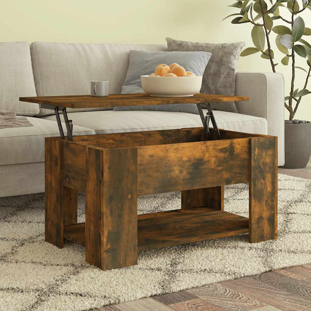 Salontafel 79x49x41 cm bewerkt hout gerookt eikenkleurig is nu te koop bij PeponiXL, paradijselijk wonen!