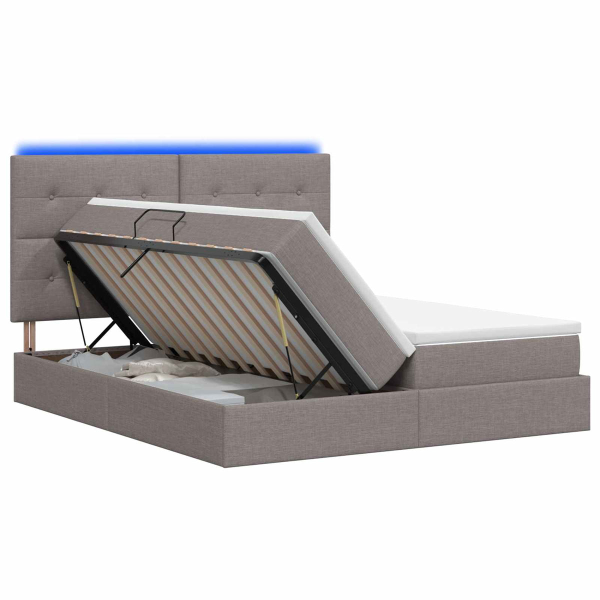 LED Opslagbed met Matras Taupe 180 x 200 cm Stof is nu te koop bij PeponiXL, paradijselijk wonen!