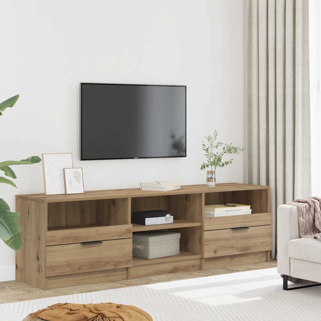 Tv-meubel 150x33,5x45 cm bewerkt hout artisanaal eikenkleur is nu te koop bij PeponiXL, paradijselijk wonen!
