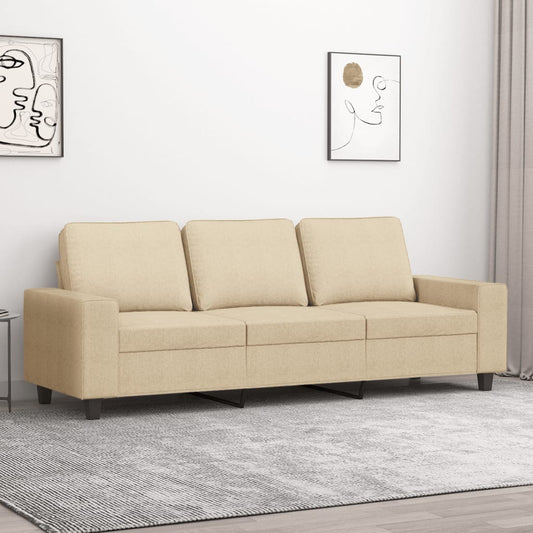 Driezitsbank 180 cm stof crèmekleurig is nu te koop bij PeponiXL, paradijselijk wonen!