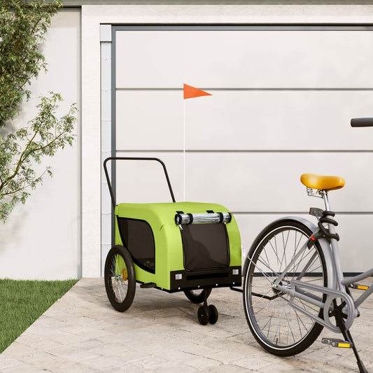 Hondenfietstrailer oxford stof en ijzer groen en zwart is nu te koop bij PeponiXL, paradijselijk wonen!