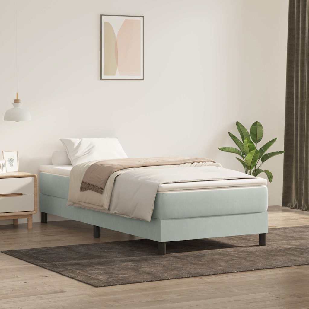 Boxspring zonder matras fluweel lichtgrijs 80x220 cm is nu te koop bij PeponiXL, paradijselijk wonen!