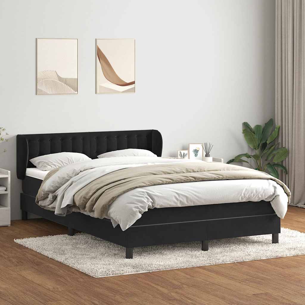 Boxspring met matras fluweel zwart 160x210 cm is nu te koop bij PeponiXL, paradijselijk wonen!