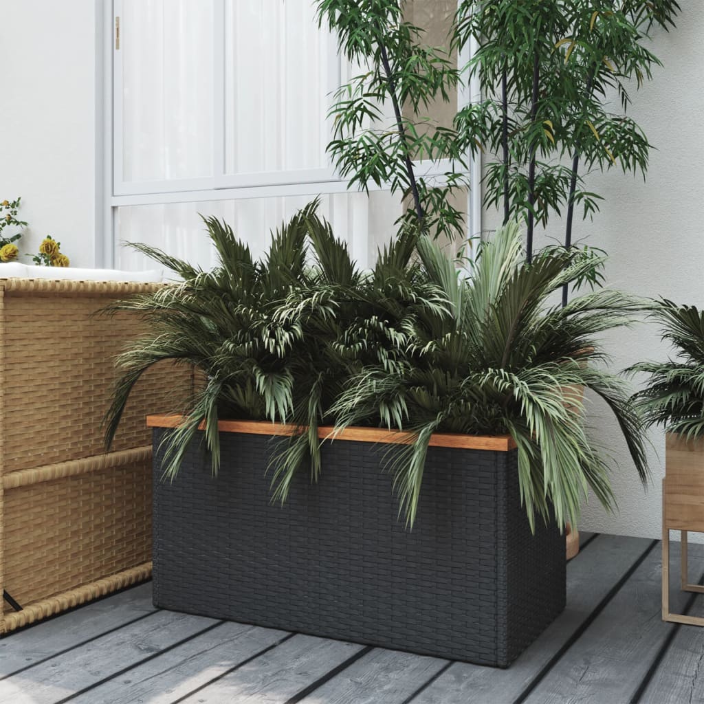 Plantenbak 80x40x40 cm poly rattan zwart is nu te koop bij PeponiXL, paradijselijk wonen!