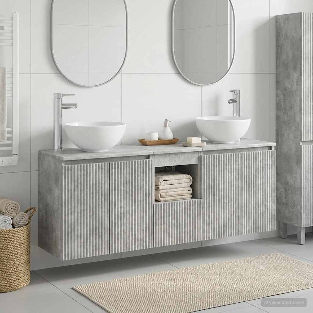 Badkamerkastenset 3 st Betongrijs 49,5 x 35 x 63 cm is nu te koop bij PeponiXL, paradijselijk wonen!
