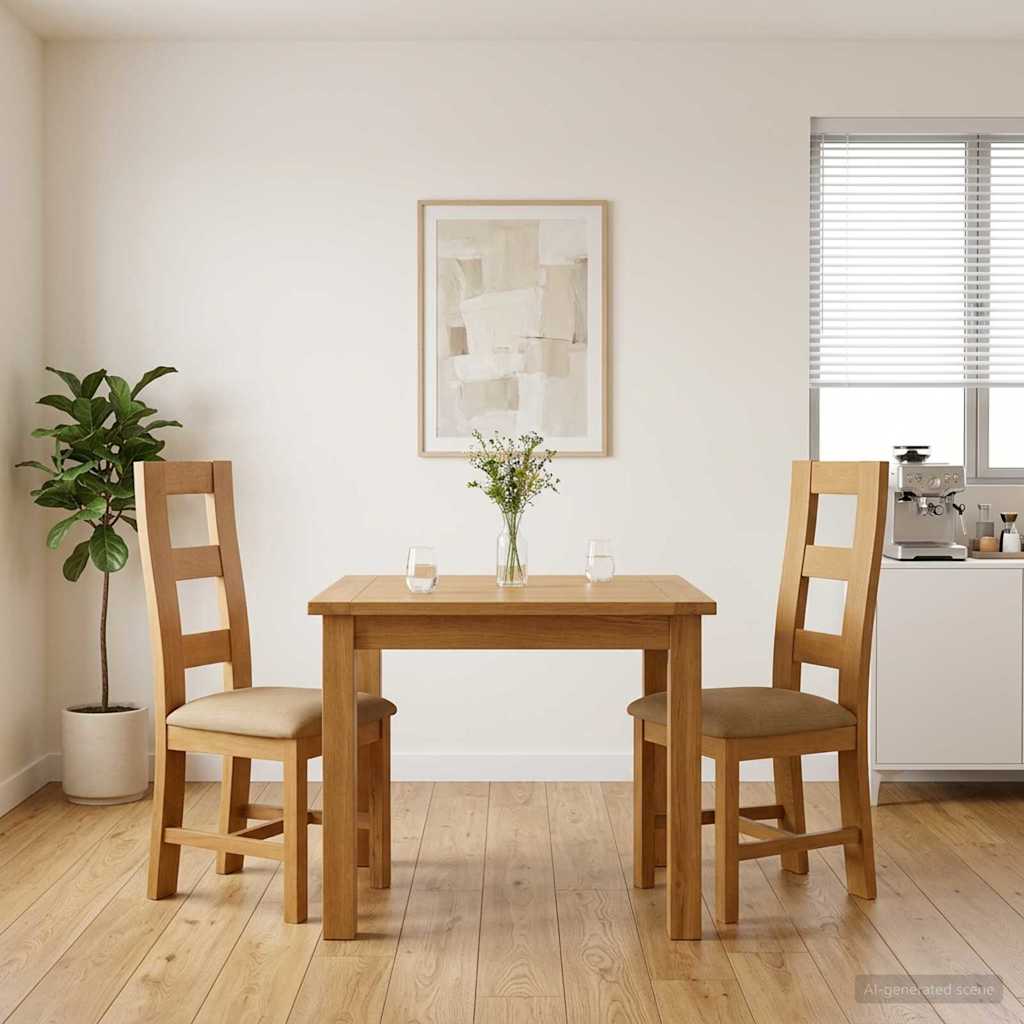Eetkamerstoel 2 pcs Massief Eikenhout Beige 45 x 51 x 105 cm is nu te koop bij PeponiXL, paradijselijk wonen!