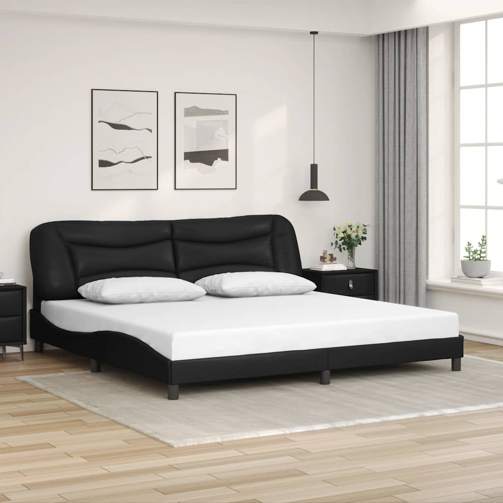 Bedframe zonder matras "Hvar"e kunstleer zwart 200x200 cm is nu te koop bij PeponiXL, paradijselijk wonen!