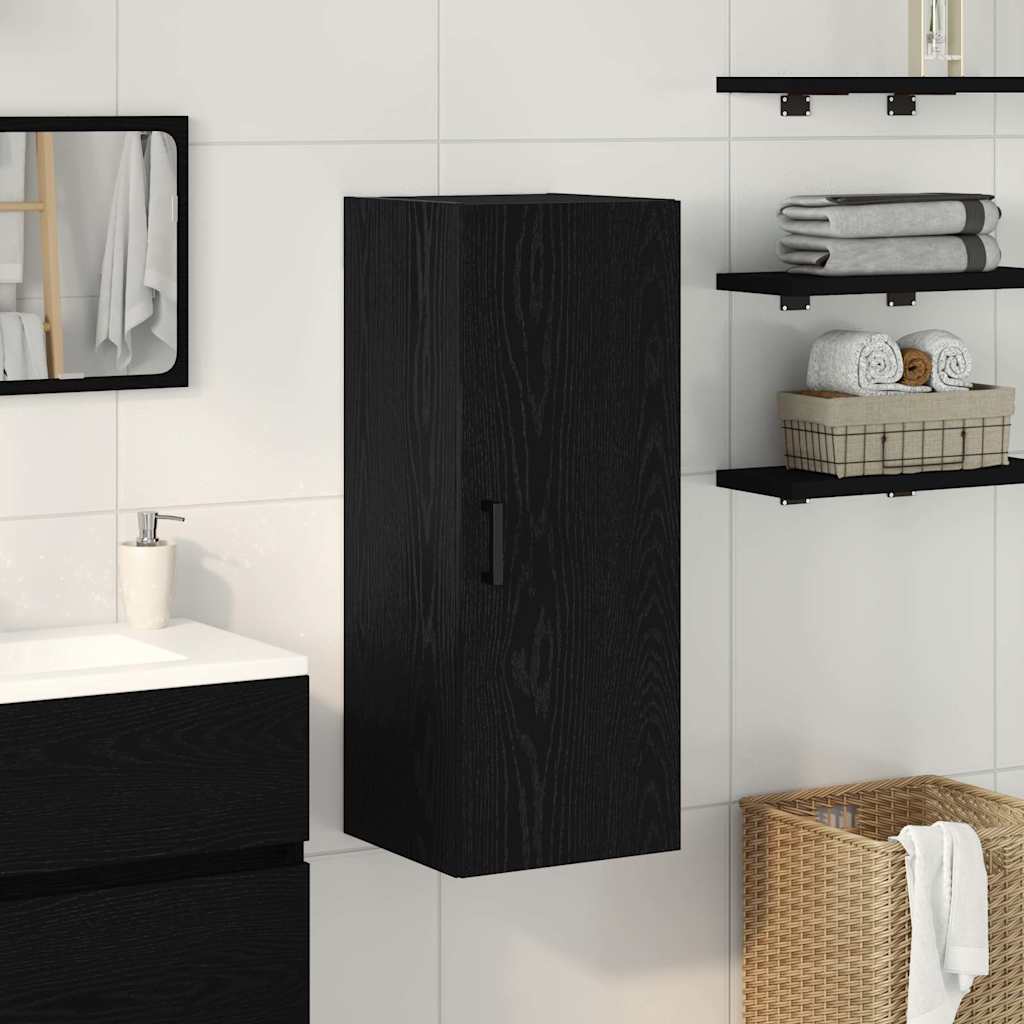 Wandkast 34,5x34x90 cm bewerkt hout zwart eikenkleurig is nu te koop bij PeponiXL, paradijselijk wonen!