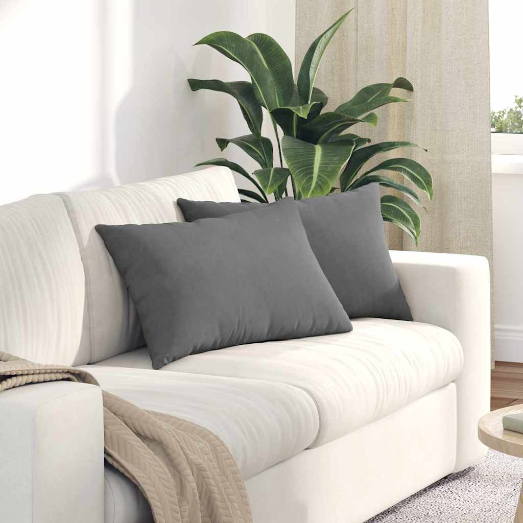 Sofa Kussens 2 stuks Donkergrijs 60 x 40 cm Stof is nu te koop bij PeponiXL, paradijselijk wonen!