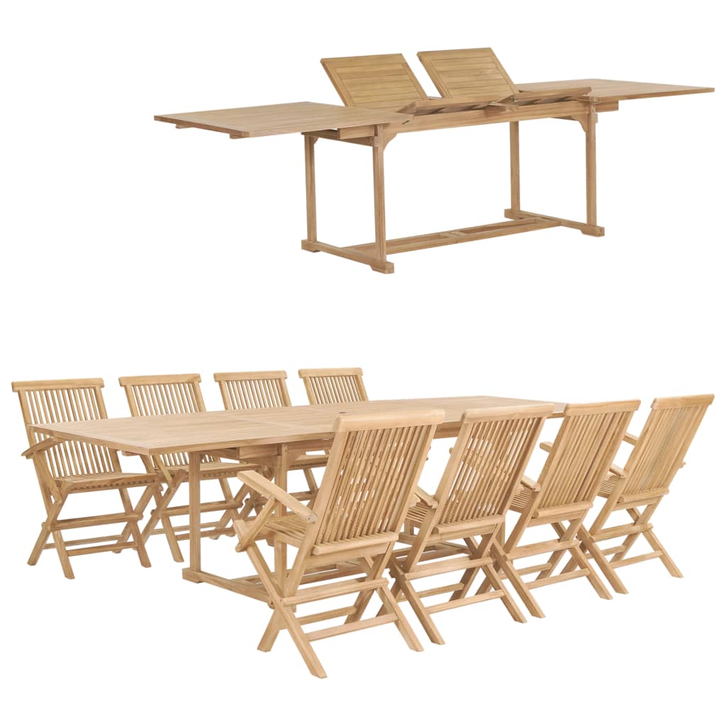 9-delige Tuinset 180-280x100x75 cm massief teakhout is nu te koop bij PeponiXL, paradijselijk wonen!
