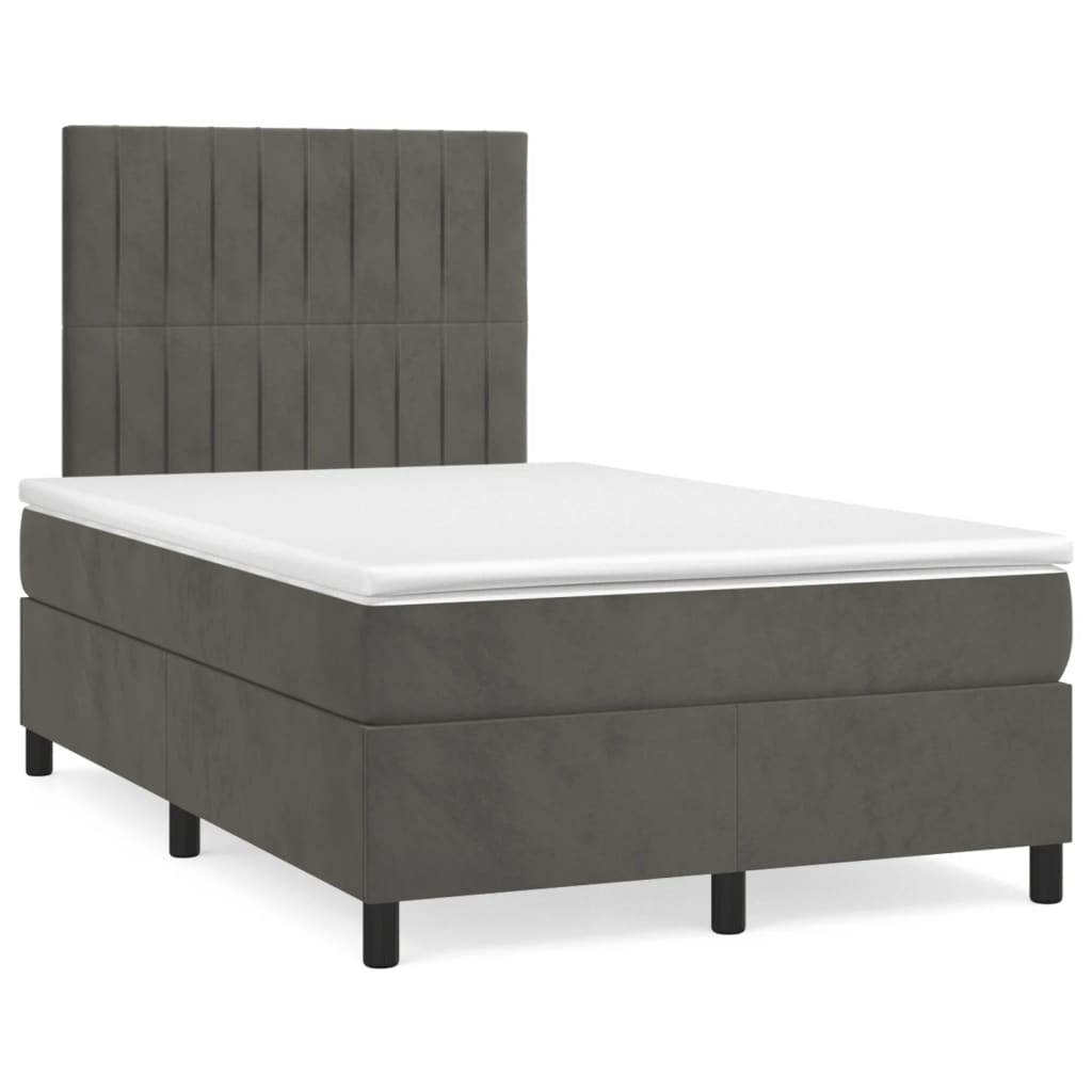 Boxspring met matras fluweel donkergrijs 120x190 cm is nu te koop bij PeponiXL, paradijselijk wonen!