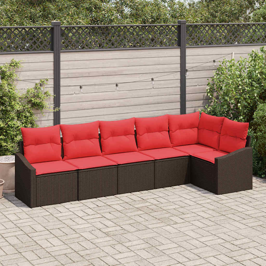 Bankstel 6 st Bruin poly rattan is nu te koop bij PeponiXL, paradijselijk wonen!
