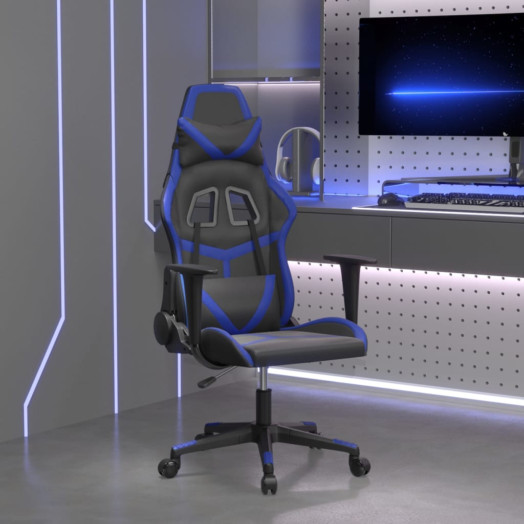Gamestoel kunstleer zwart en blauw is nu te koop bij PeponiXL, paradijselijk wonen!