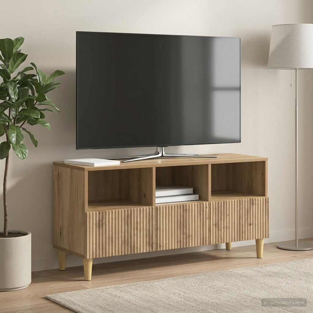TV-kast Artisanaal eiken 102 x 34,5 x 50 cm Bewerkt hout is nu te koop bij PeponiXL, paradijselijk wonen!