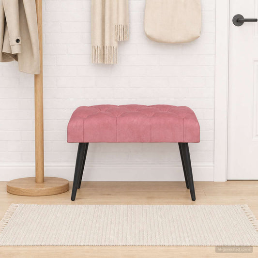 Bank met knoopverstelling Roze 60 x 40 x 45 cm Fluweel is nu te koop bij PeponiXL, paradijselijk wonen!