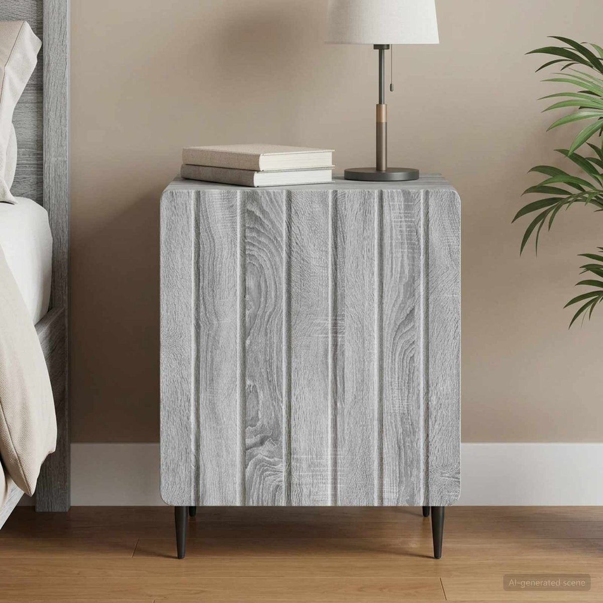 Nachtkastje Grijs sonoma 43 x 34,5 x 52 cm Bewerkt hout is nu te koop bij PeponiXL, paradijselijk wonen!