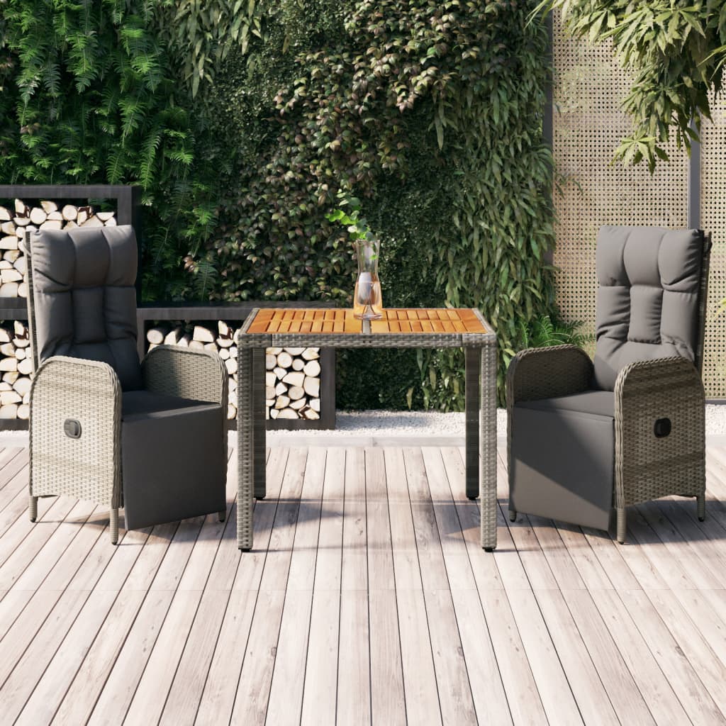 3-delige Tuinset met kussens poly rattan grijs is nu te koop bij PeponiXL, paradijselijk wonen!