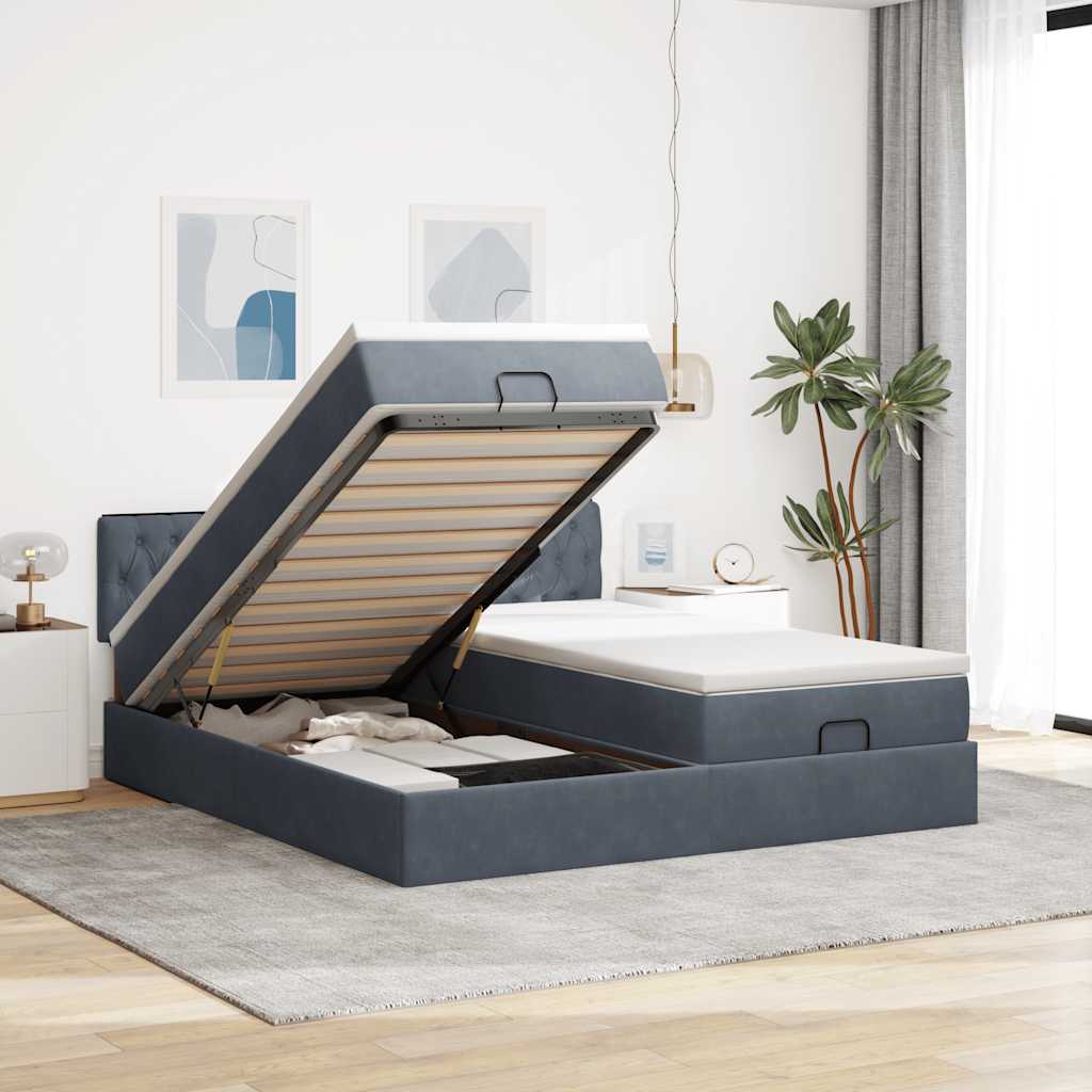 Ottoman bed met matrassen en LED's 160x200cm fluweel is nu te koop bij PeponiXL, paradijselijk wonen!