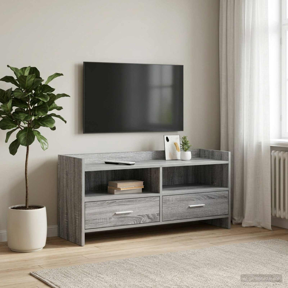 TV-kast 100 x 33 x 47 cm Grijs Sonoma Bewerkt hout is nu te koop bij PeponiXL, paradijselijk wonen!
