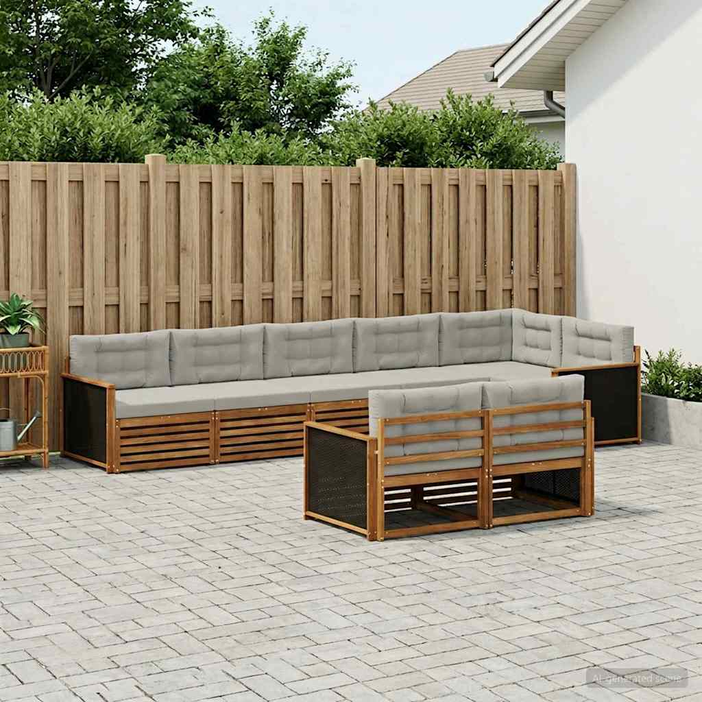 Buiten bankenset met kussen 8 pcs Naturel en lichtgrijs is nu te koop bij PeponiXL, paradijselijk wonen!