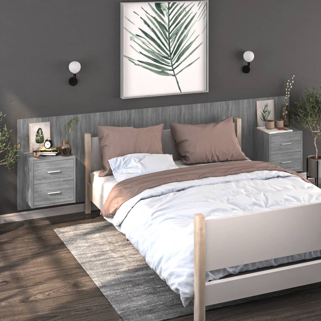 Nachtkastjes 2 st wandgemonteerd grijs sonoma eikenkleurig is nu te koop bij PeponiXL, paradijselijk wonen!