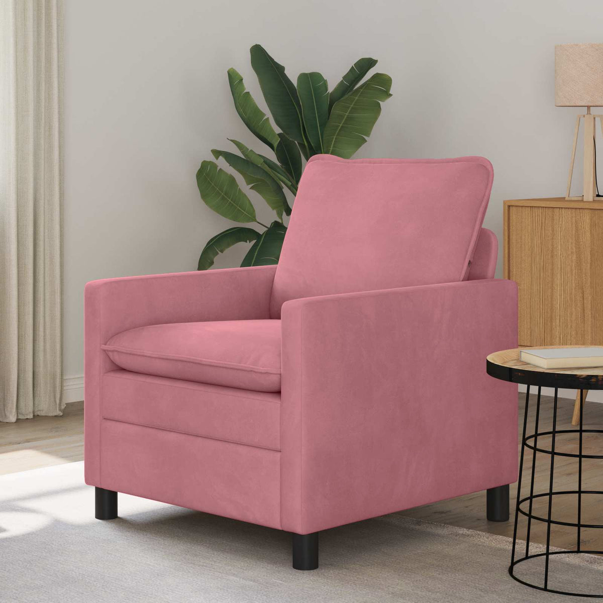 Bank Roze 76 x 81 x 87,5 cm Fluweel is nu te koop bij PeponiXL, paradijselijk wonen!