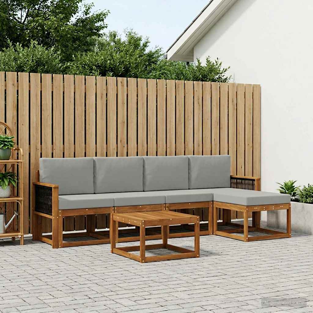 Buiten bankenset 6 pcs Naturel en lichtgrijs Polyester is nu te koop bij PeponiXL, paradijselijk wonen!