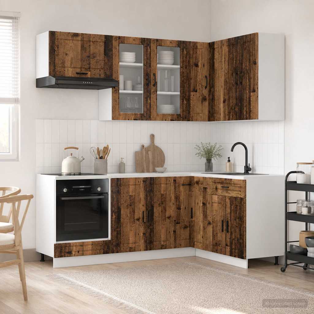 Keukenblok PORTO 8 pcs Oud hout Bewerkt hout is nu te koop bij PeponiXL, paradijselijk wonen!
