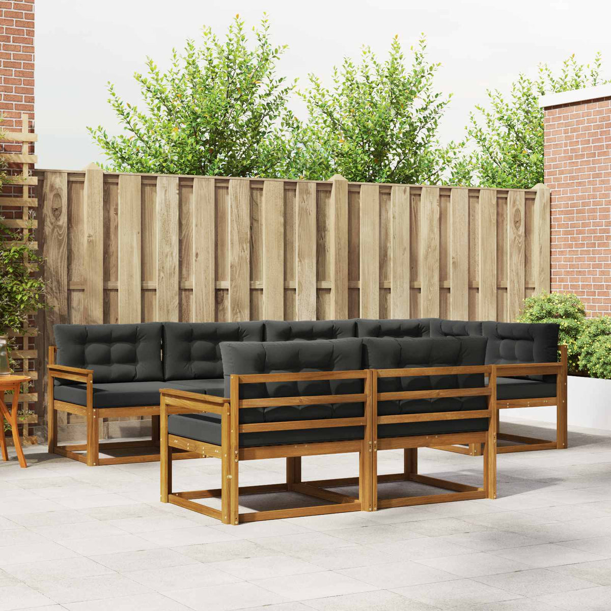 Buiten bankenset met kussen 7 pcs Natuurlijk en Antraciet is nu te koop bij PeponiXL, paradijselijk wonen!
