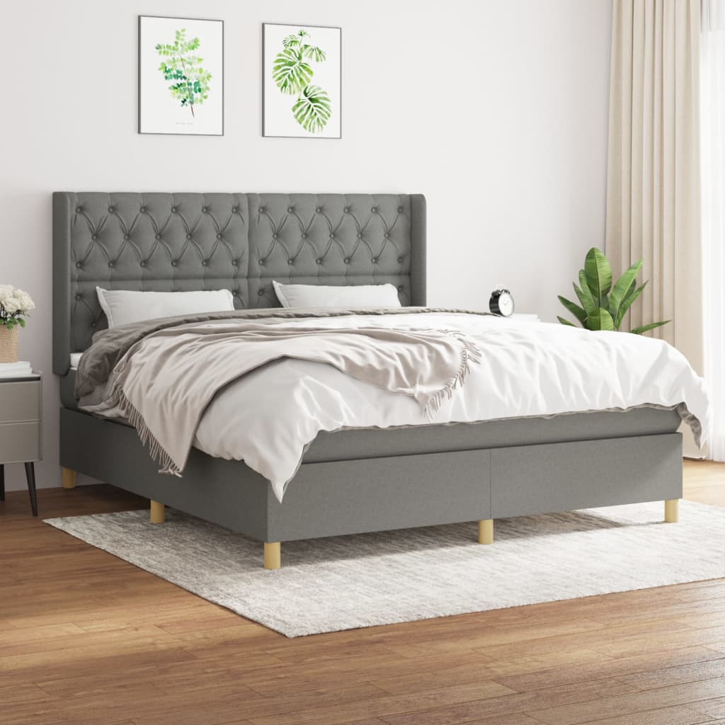 Boxspring met matras stof donkergrijs 160x200 cm is nu te koop bij PeponiXL, paradijselijk wonen!