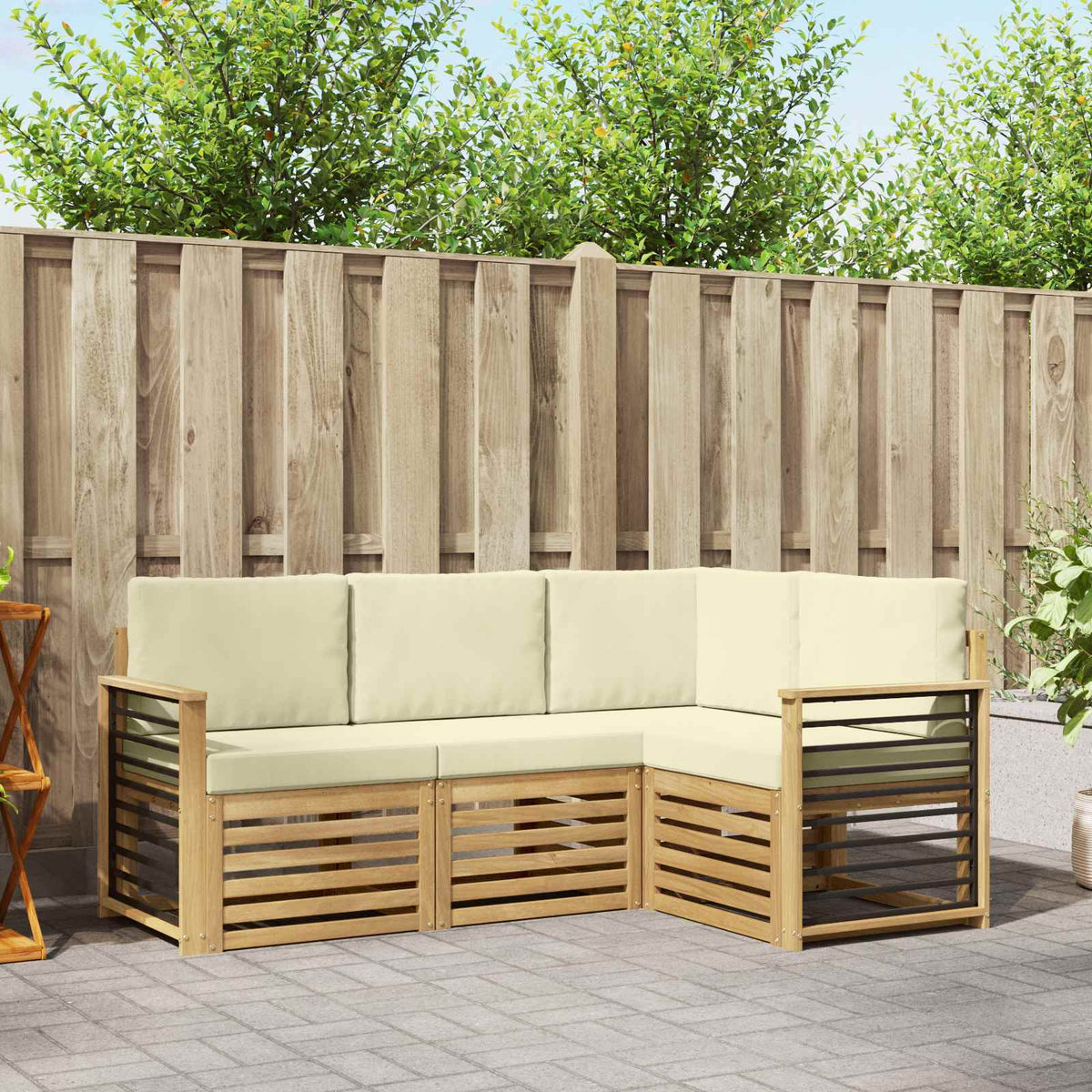 Sofa-Sets met kussen 4 pcs Wit en crèmekleurig Polyester is nu te koop bij PeponiXL, paradijselijk wonen!