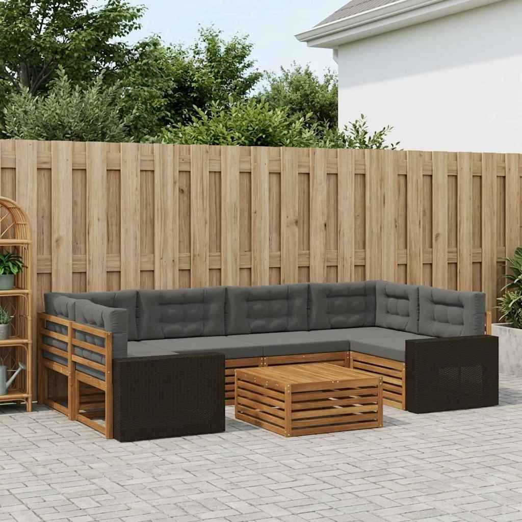 Buiten bankenset 7 pcs Natuurlijk en Antraciet Polyester is nu te koop bij PeponiXL, paradijselijk wonen!