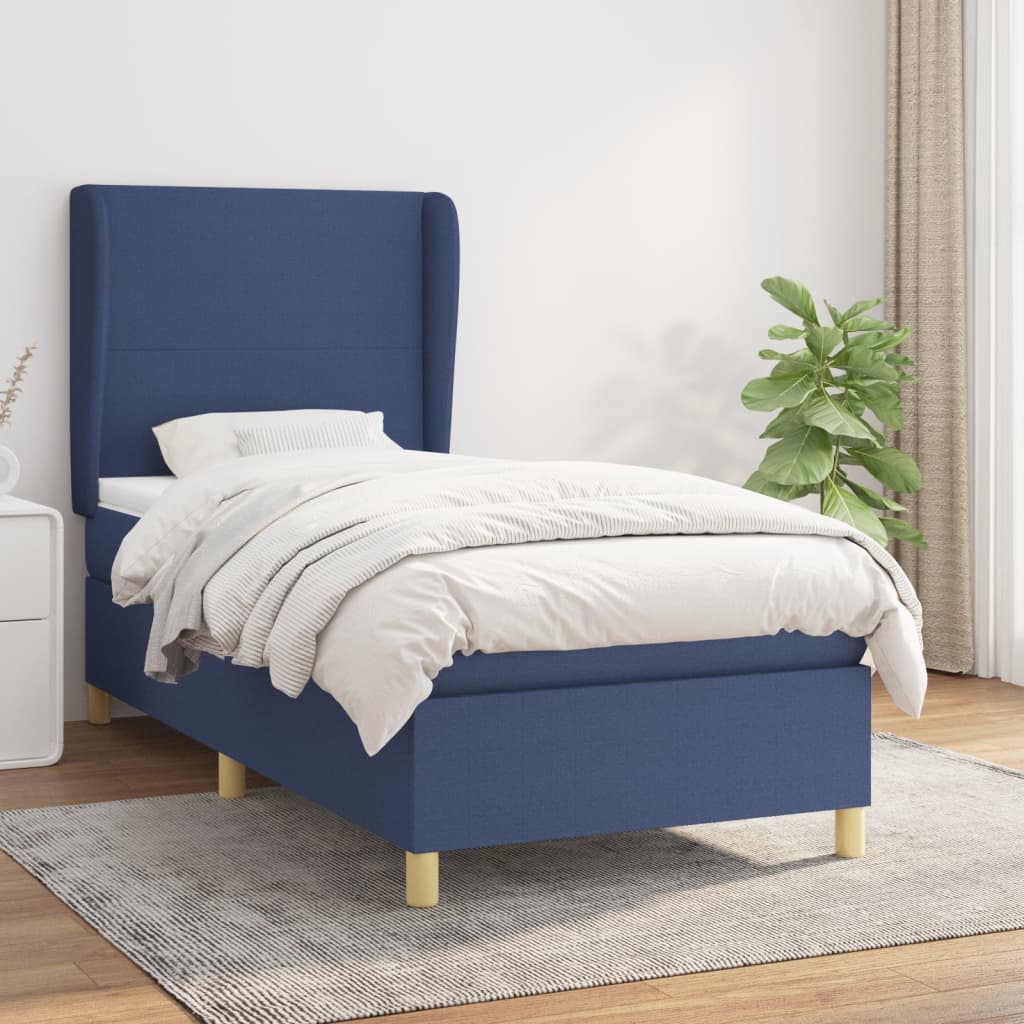 Boxspring met matras stof blauw 90x200 cm is nu te koop bij PeponiXL, paradijselijk wonen!