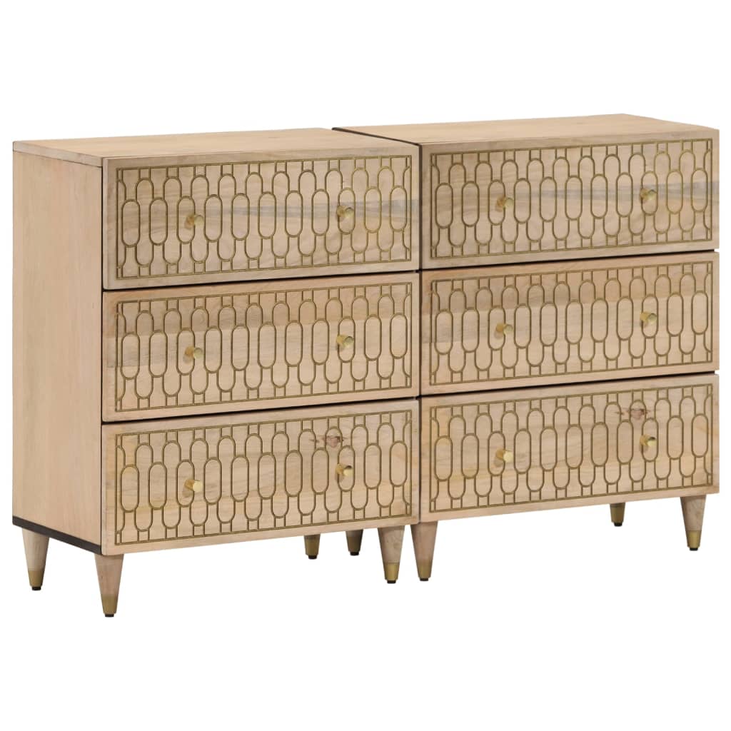 Bijzetkasten 2 st 60x33x75 cm massief mangohout is nu te koop bij PeponiXL, paradijselijk wonen!