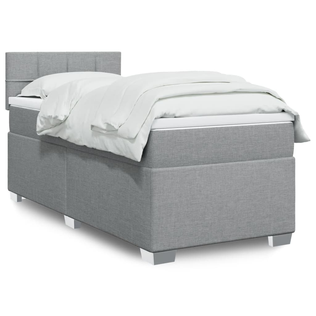 Boxspring met matras stof lichtgrijs 80x200 cm is nu te koop bij PeponiXL, paradijselijk wonen!