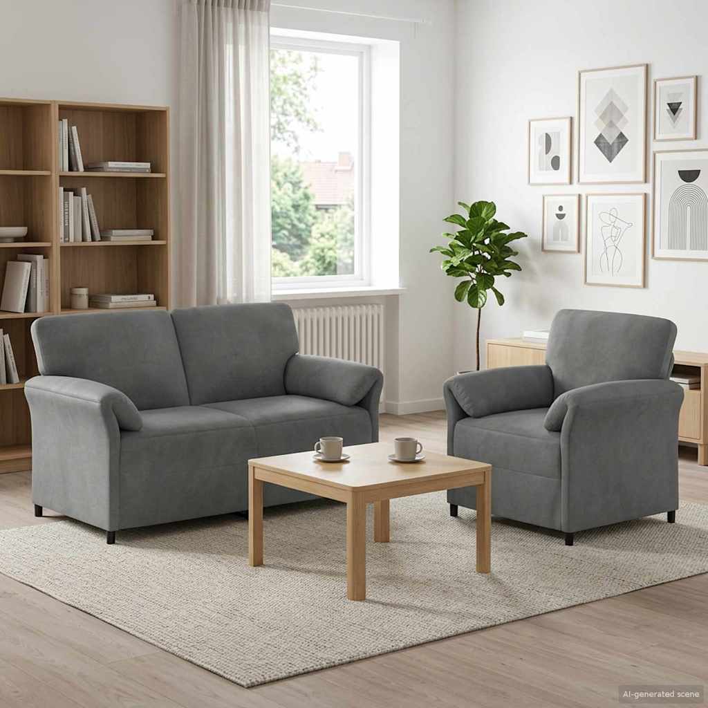 Bankstel 2 st Donkergrijs Fluweel is nu te koop bij PeponiXL, paradijselijk wonen!