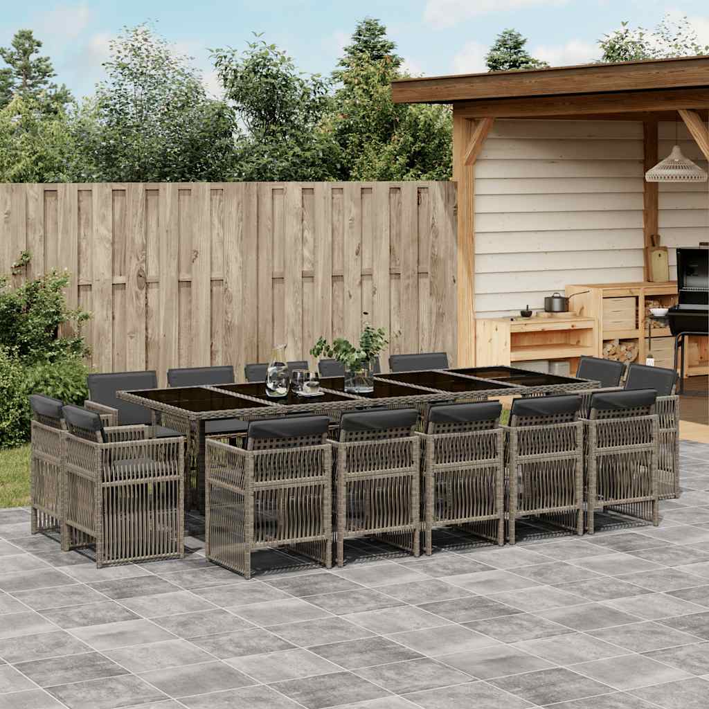 15-delige Tuinset met kussens poly rattan grijs is nu te koop bij PeponiXL, paradijselijk wonen!