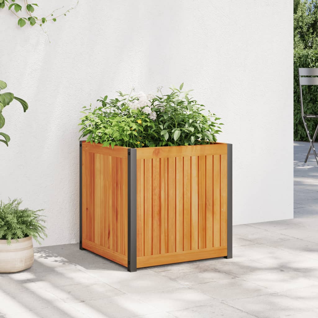 Plantenbak 45x45x44 cm massief acaciahout en staal is nu te koop bij PeponiXL, paradijselijk wonen!