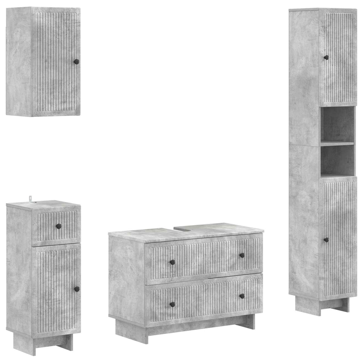 4-delige Badkamerkast Set EDE Betongrijs Bewerkt hout is nu te koop bij PeponiXL, paradijselijk wonen!
