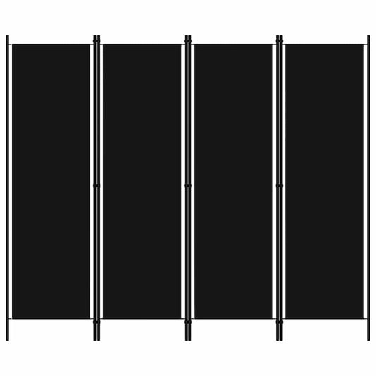 Kamerscherm met 4 panelen 200x180 cm zwart is nu te koop bij PeponiXL, paradijselijk wonen!